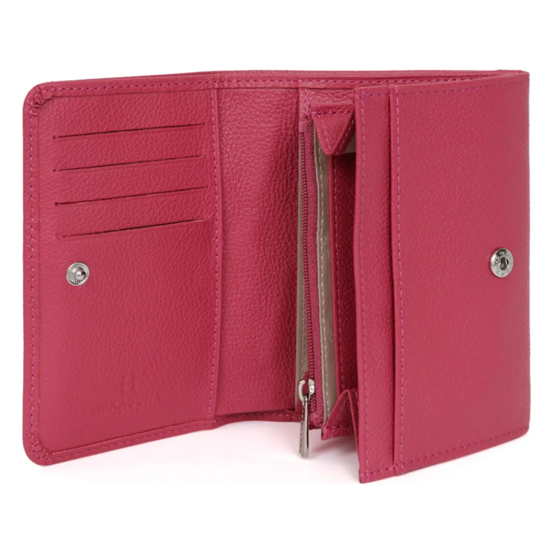 Portefeuille Cuir CONFORT Fuchsia Ruby | 3 Suisses