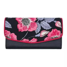 Portefeuille femme compact, noir et rose Bibop et Lula