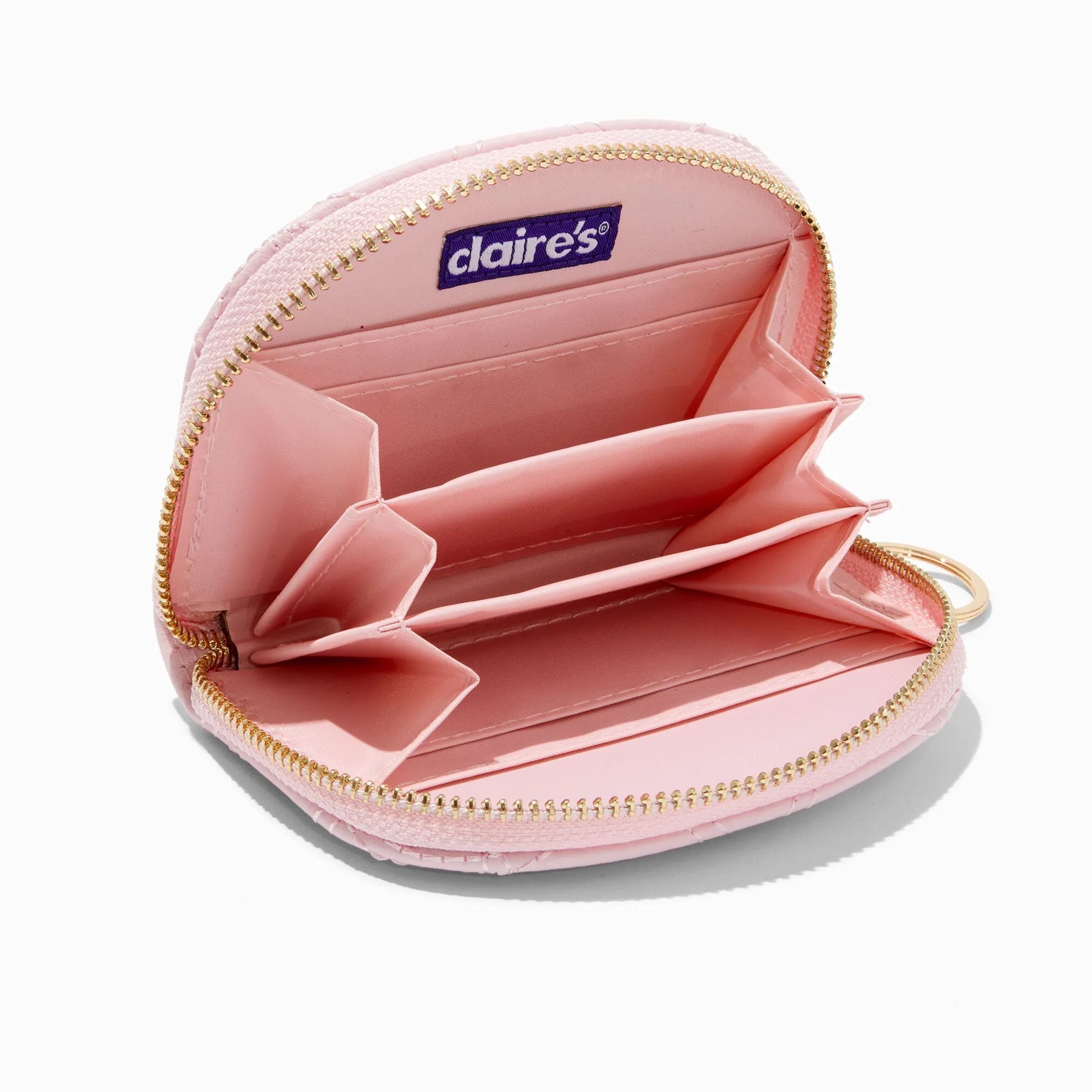 Portefeuille rose matelassé cœur