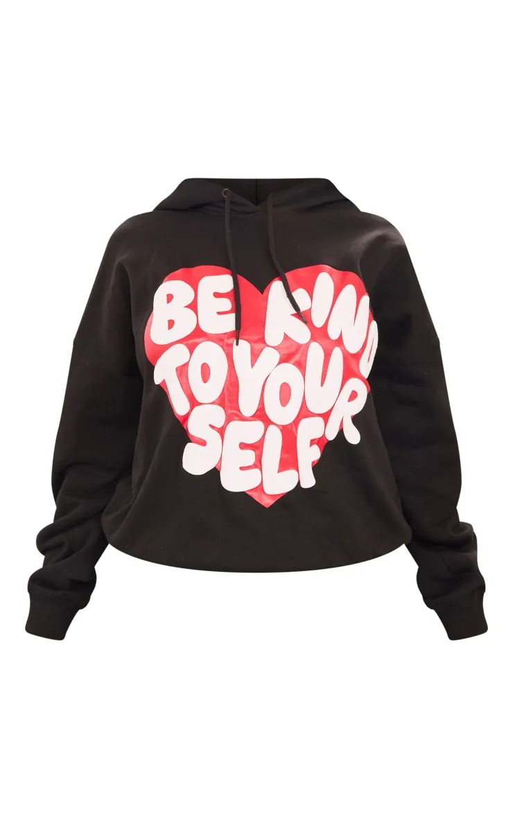 PRETTYLITTLETHING Hoodie noir oversize à slogan en relief