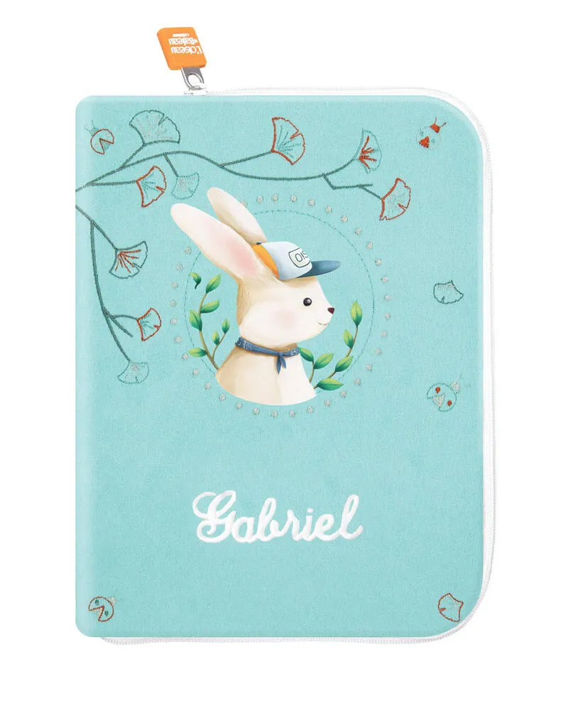 Protège carnet de santé personnalisé - Lapin Casquette