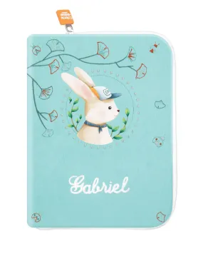 Protège carnet de santé personnalisé - Lapin Casquette