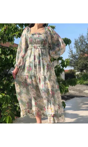 Robe longue à imprimé fleuri