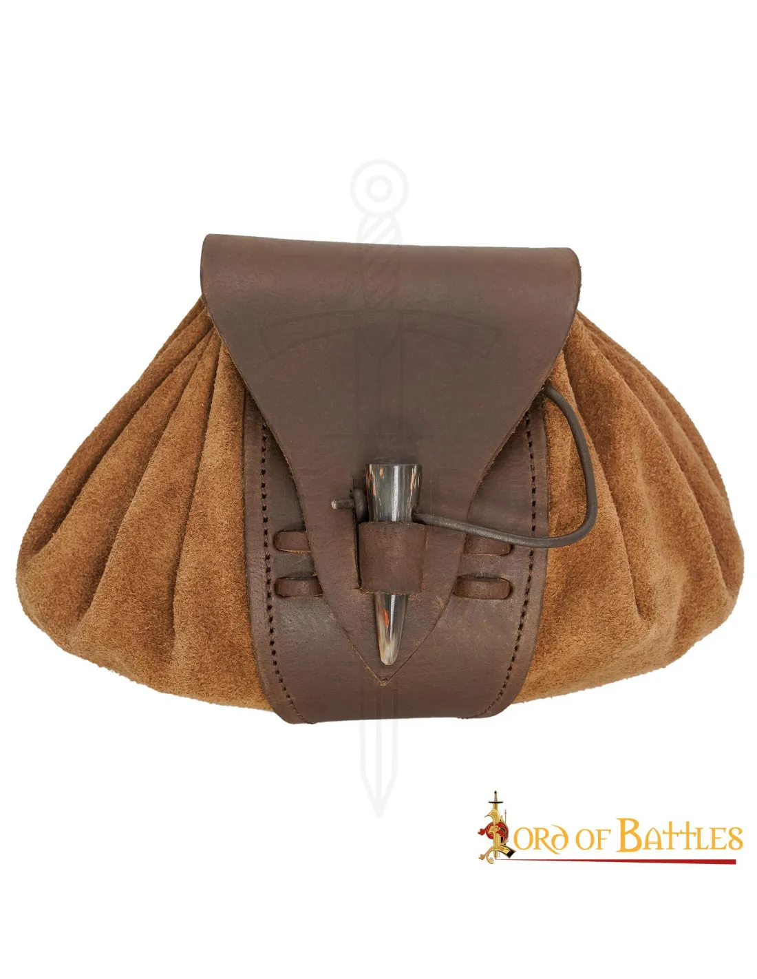 Sac ceinture médiéval en cuir avec fermeture en corne ⚔️ Boutique Épées