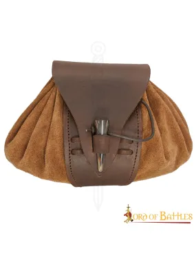 Sac ceinture médiéval en cuir avec fermeture en corne ⚔️ Boutique Épées