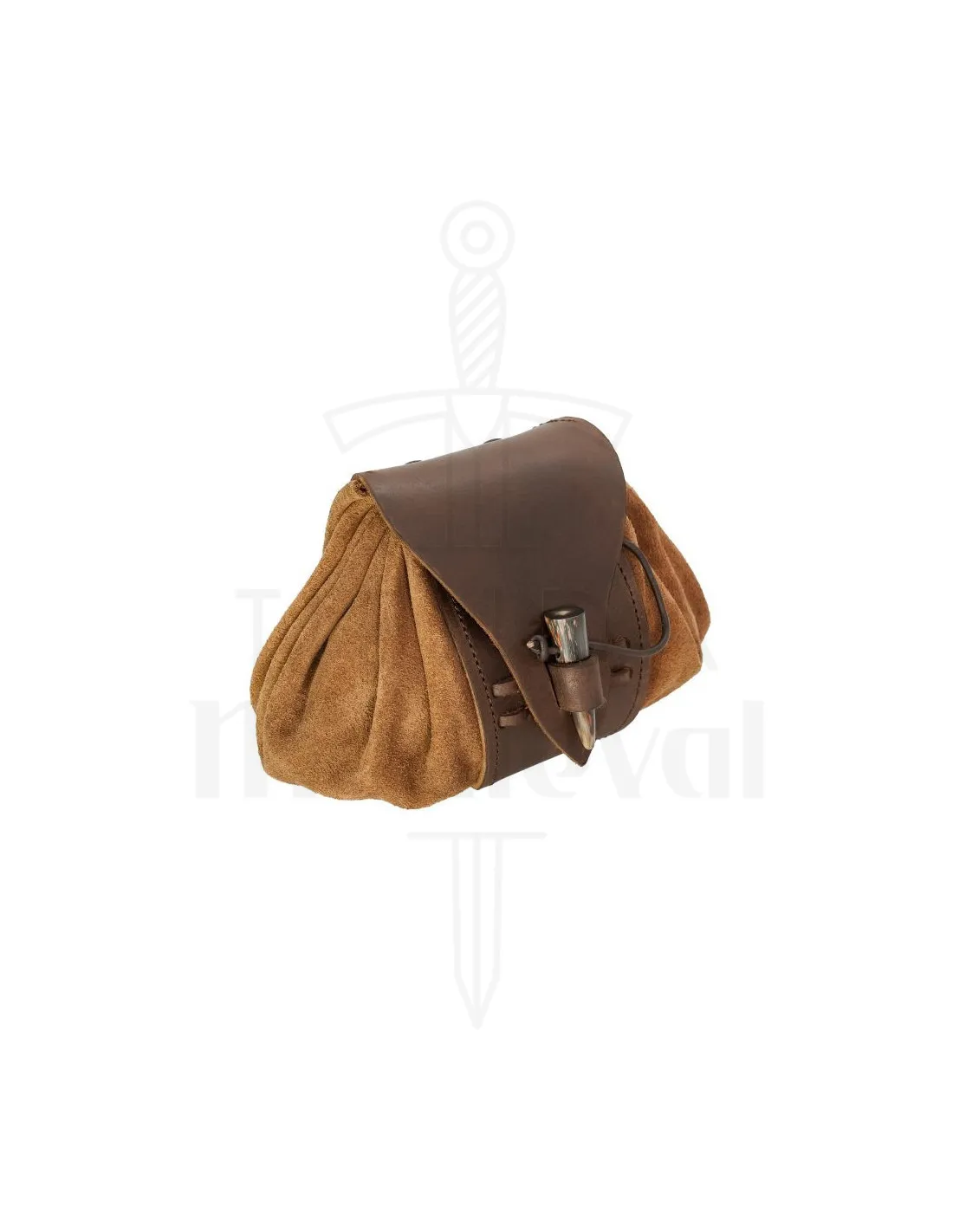 Sac ceinture médiéval en cuir avec fermeture en corne ⚔️ Boutique Épées