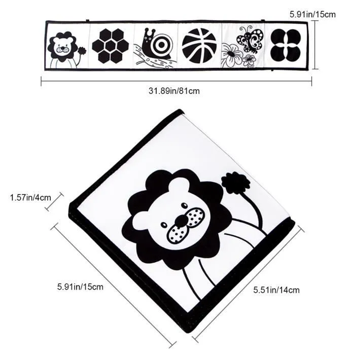 SALALIS Livre souple pour bébé Livre doux pour bébé à contraste élevé noir et blanc, jouets sensoriels pour puericulture soin