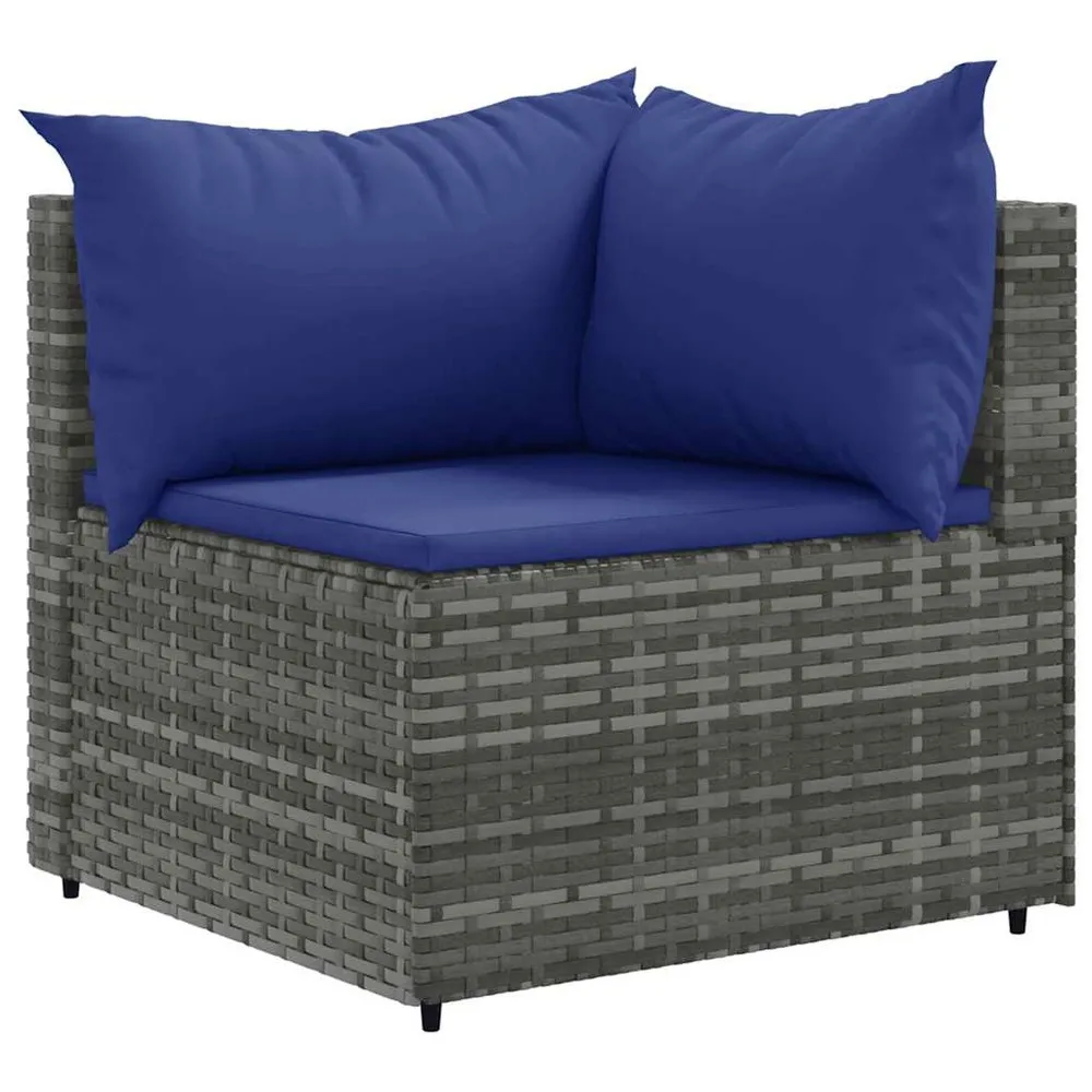 Salon de jardin 5 pcs avec coussins gris résine tressée