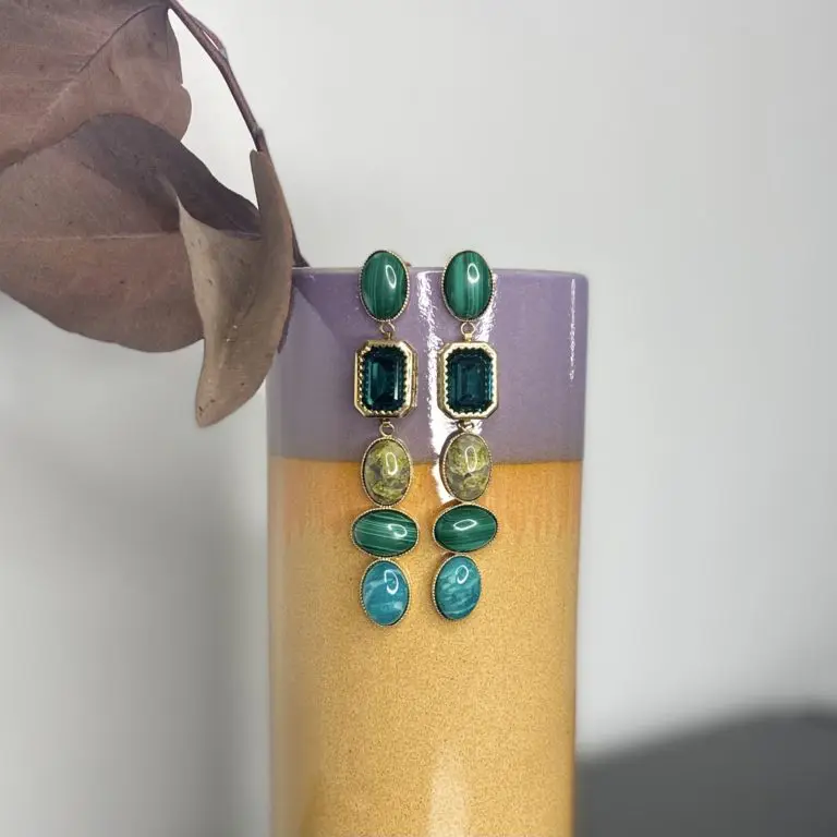 Semi lunaire Boucles d'oreilles Emma vertes - Trouva