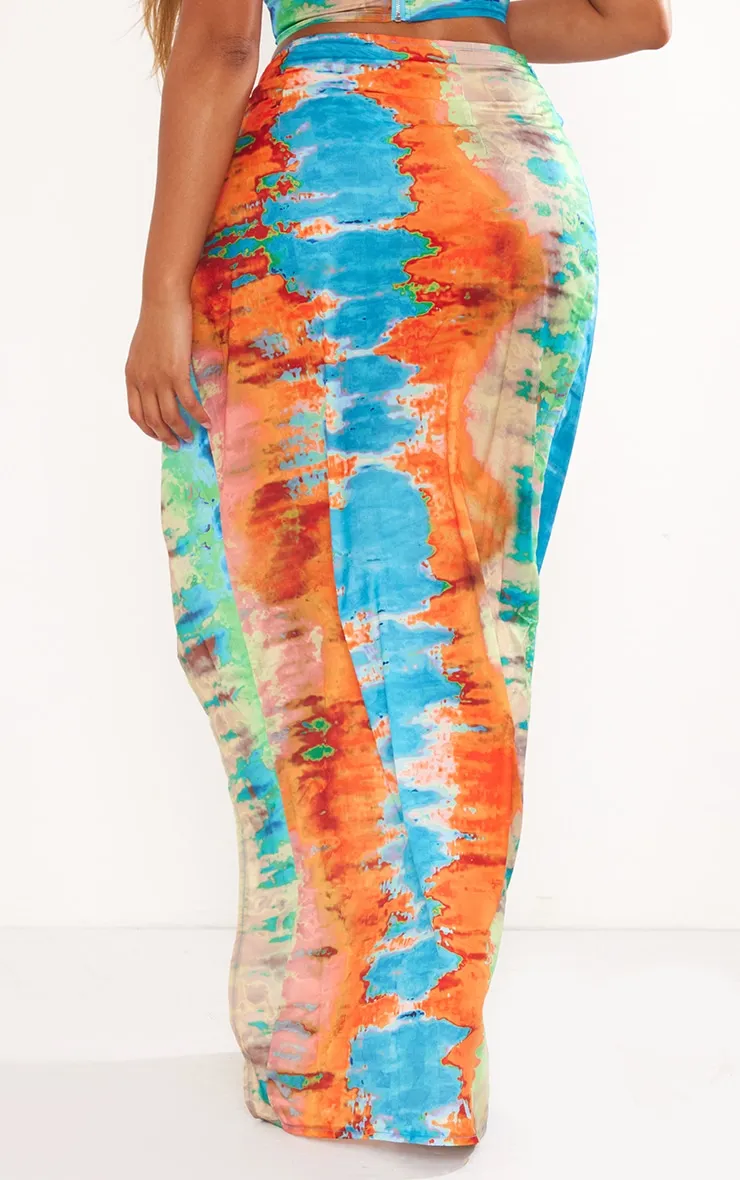Shape Jupe longue portefeuille tissée bleue dégradée