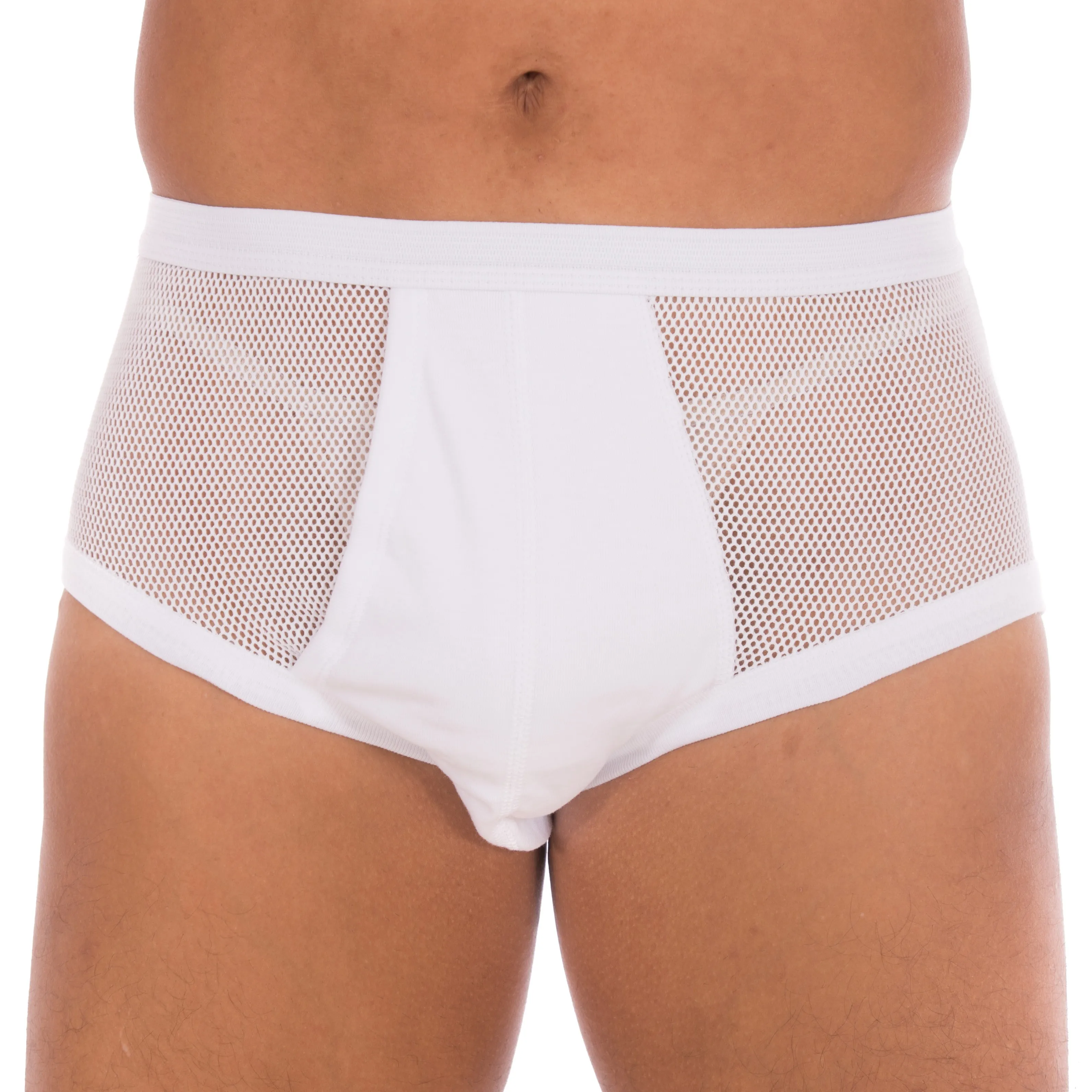 Slip taille haute ouvert blanc, point tamisé - Eminence : vente sli...