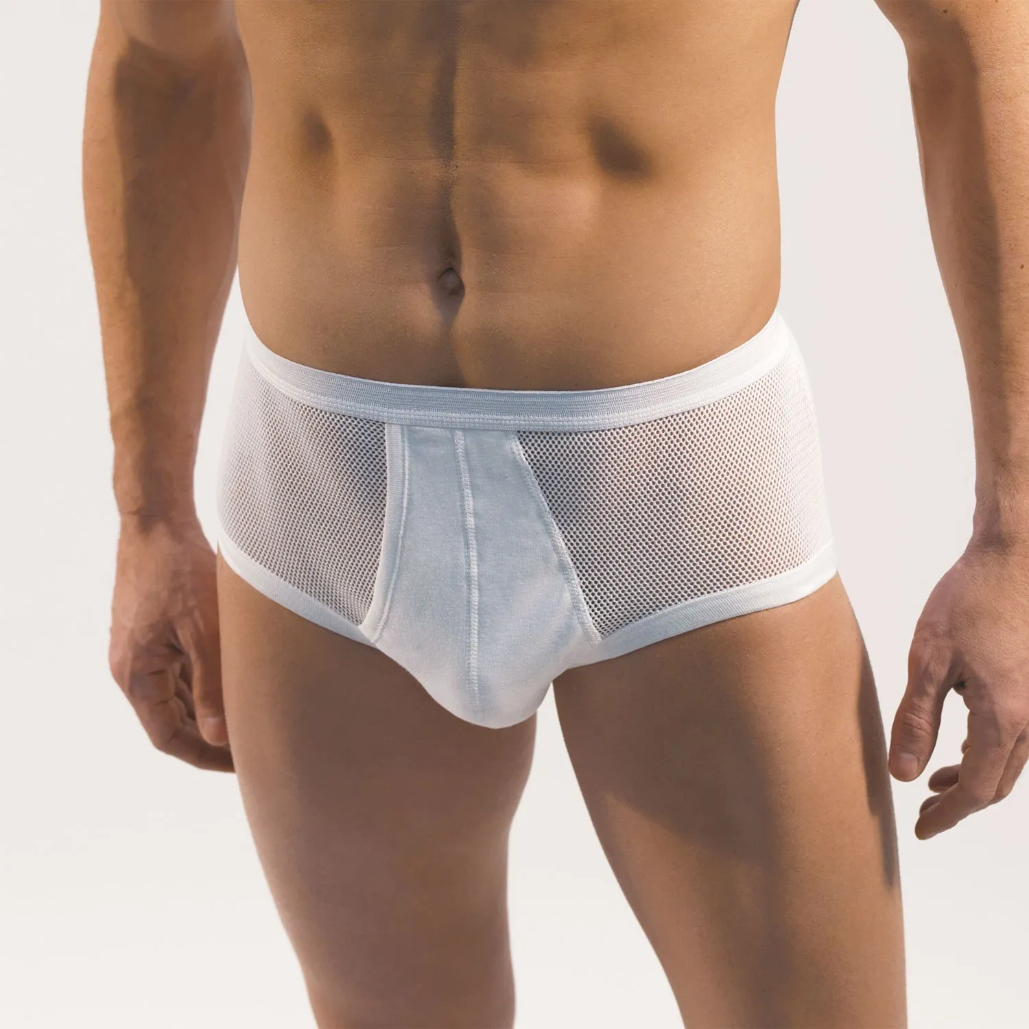 Slip taille haute ouvert blanc, point tamisé - Eminence : vente sli...