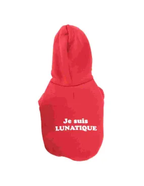 Sweat capuche "je suis lunatique", rouge, 40 cm