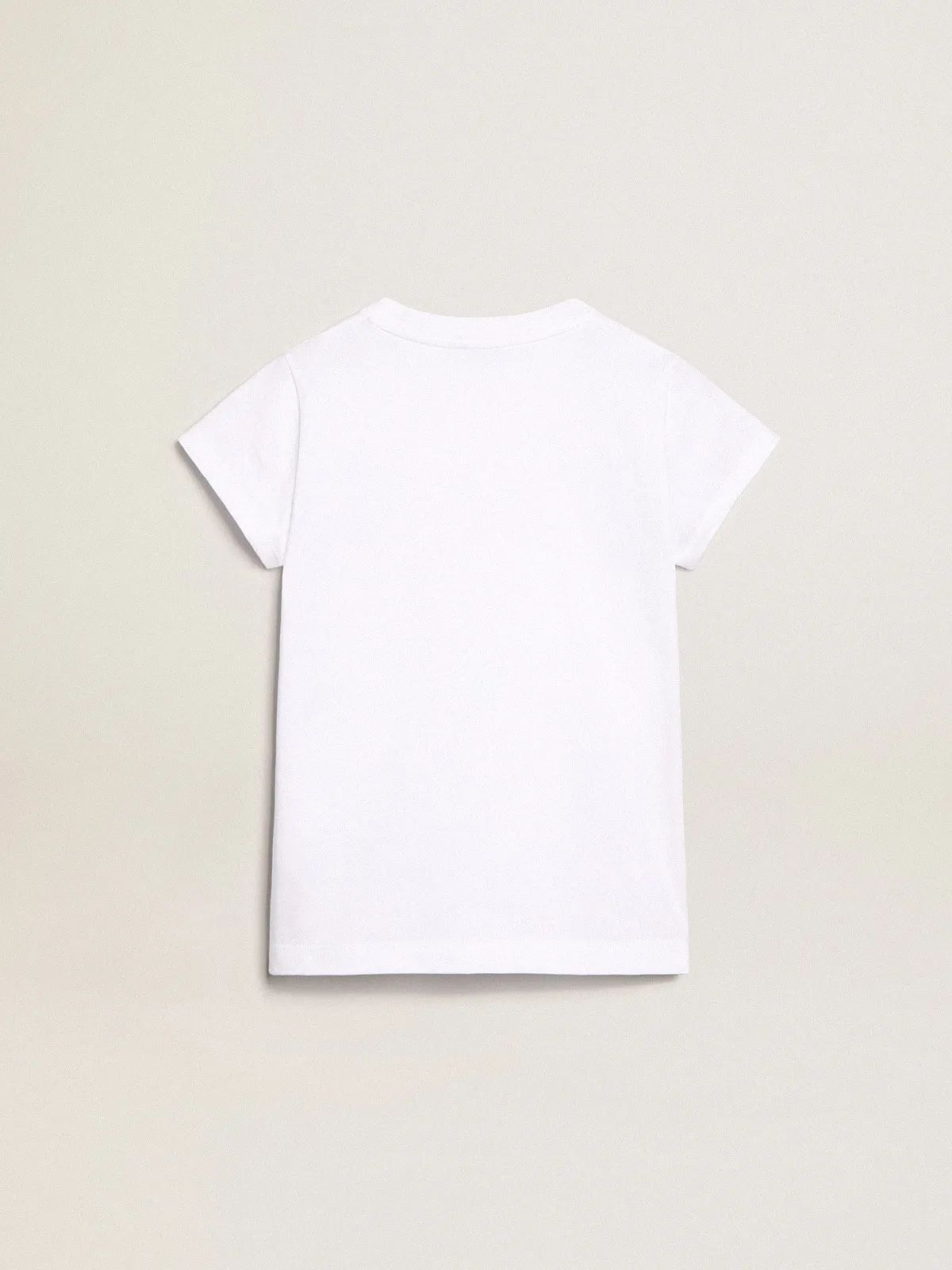 T-shirt blanc avec inscription Golden en cristaux au centre | Golden Goose