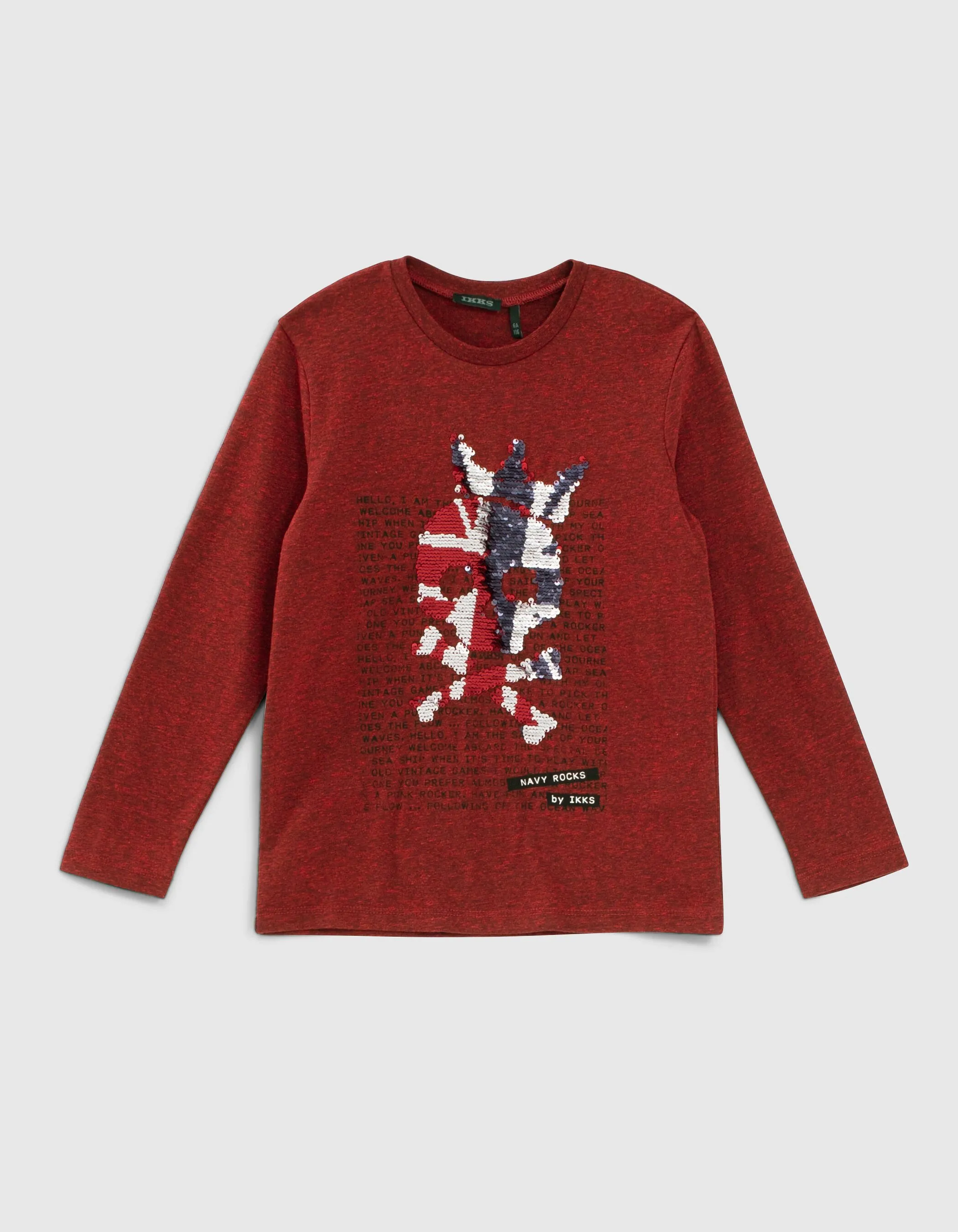 T-shirt rouge tête de mort sequins réversibles garçon