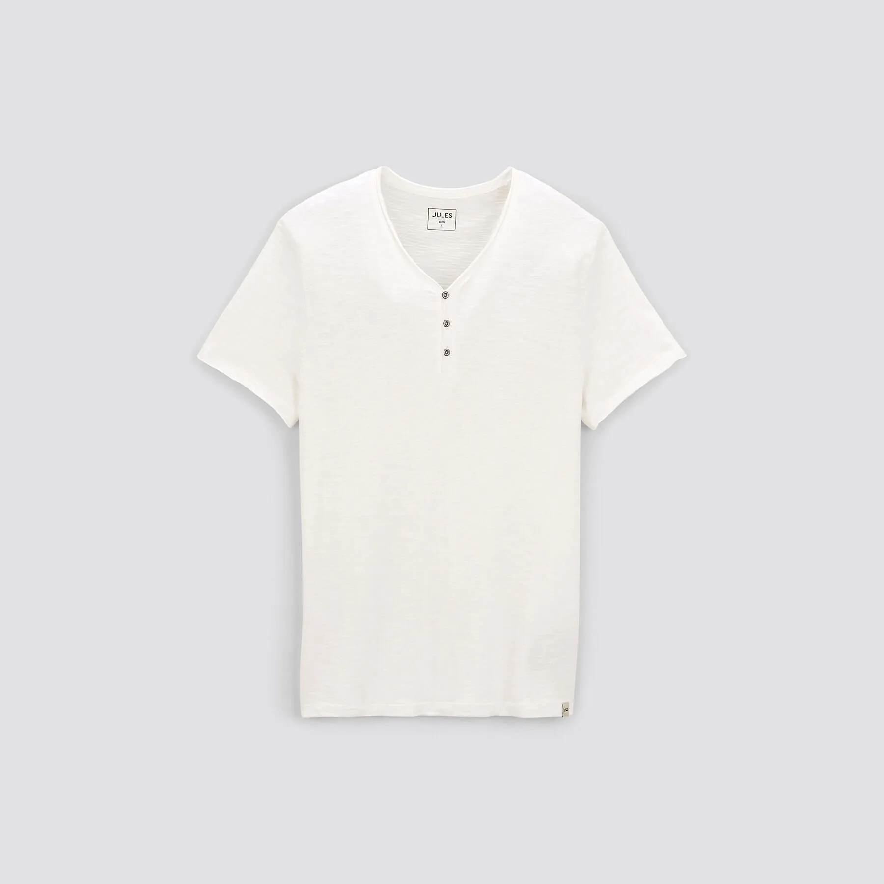 Tee shirt col tunisien matière flammée Blanc | Jules