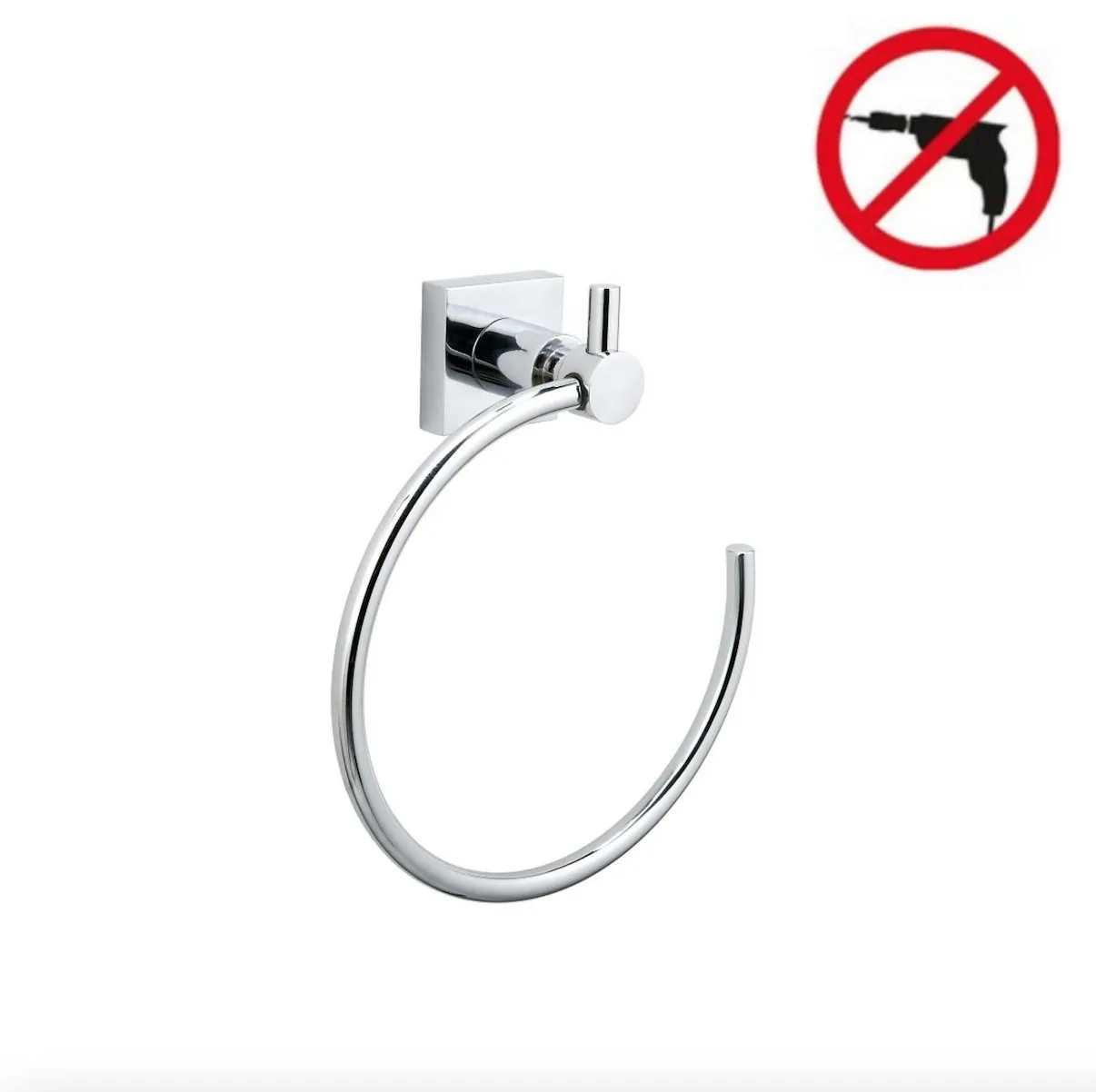 Tesa  Hukk Anneau porte-serviette, métal chromé, pose facile sans perçage (40254-00000-00)
