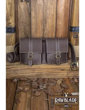 Valiant Double Sac Ceinture Médiévale - Marron Foncé ⚔️ Boutique Épées