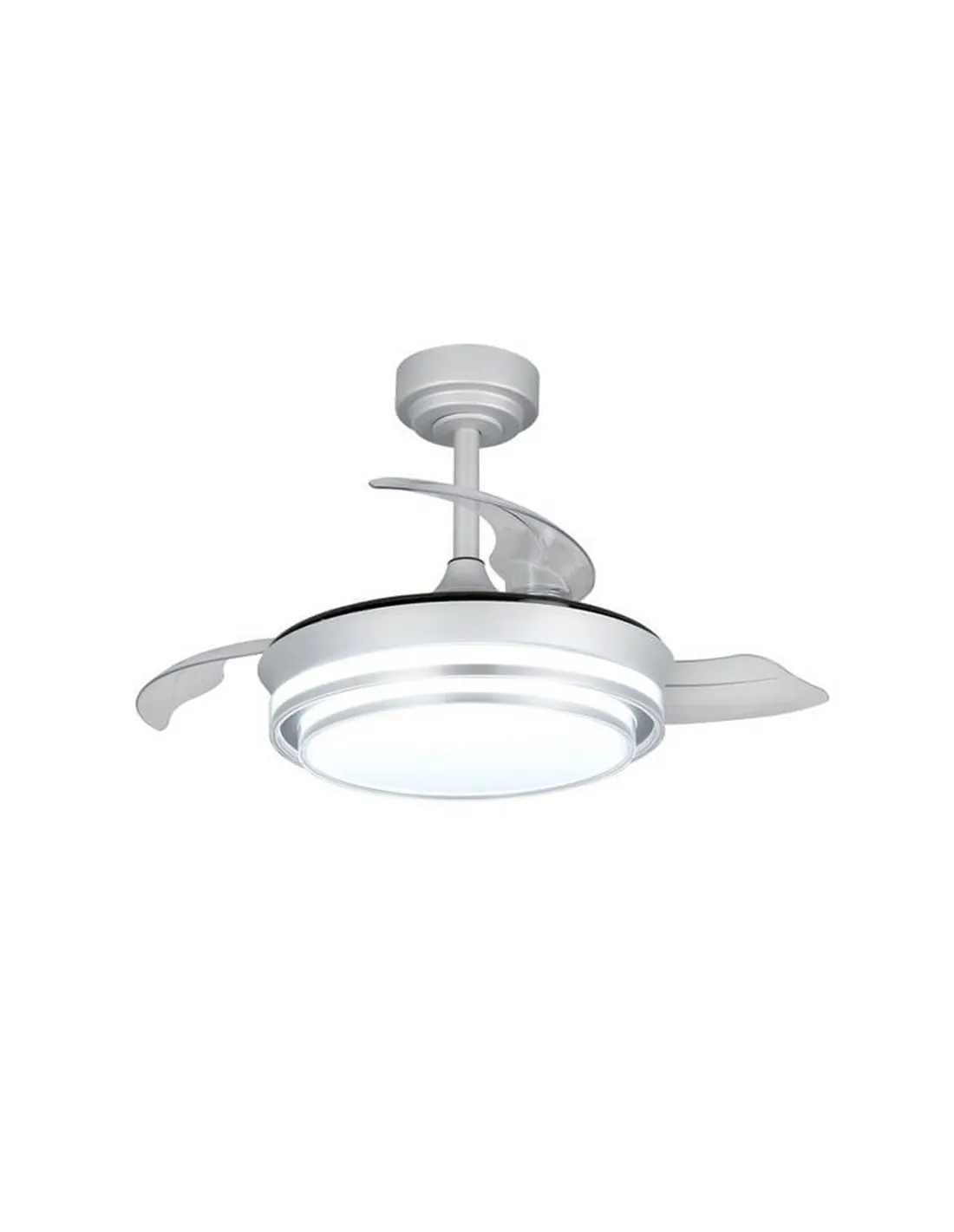 Ventilateur de Plafond LED Pales Rétractables LANDER Mini Argent 46W | LéonLeds