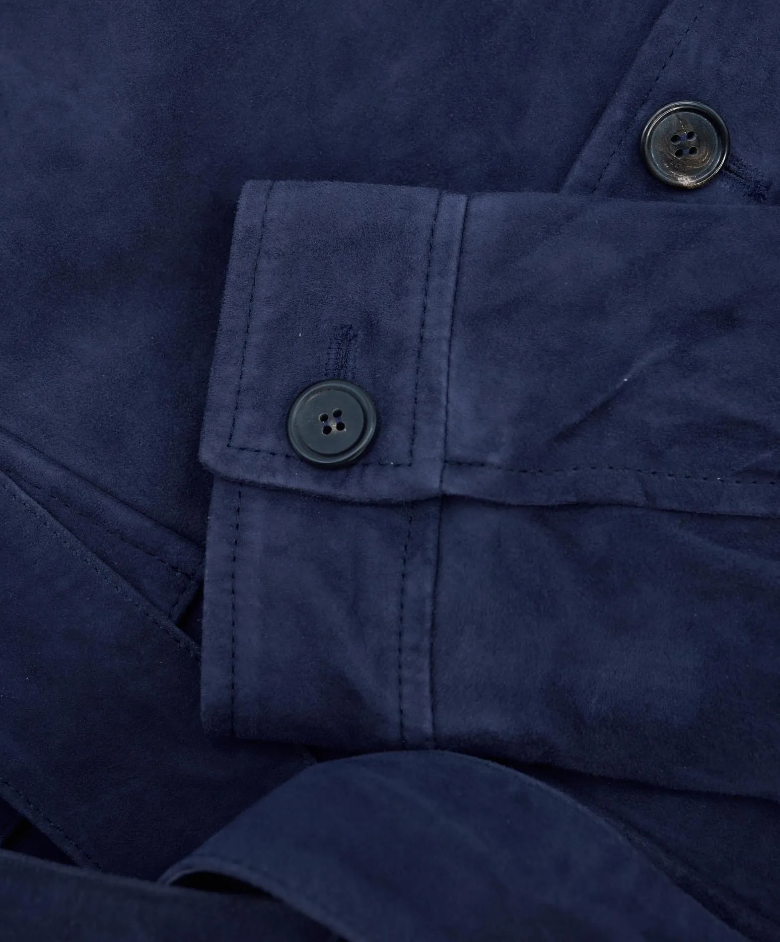 Veste cuir homme boutons et ceinture cuir velours bleu Blair