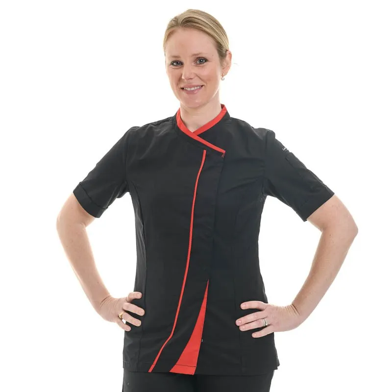 Veste de Cuisine Noire et Rouge GINSENG femme - LAFONT